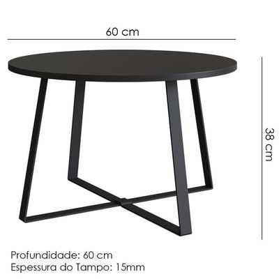 Mesa De Centro Para Sala De Estar 27941 Preto Artesano Preto