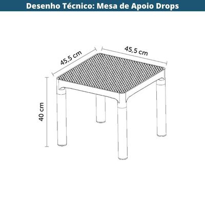 Mesa Apoio Quadrada Drops Rivatti 45,5cm Pp Preto C-uv