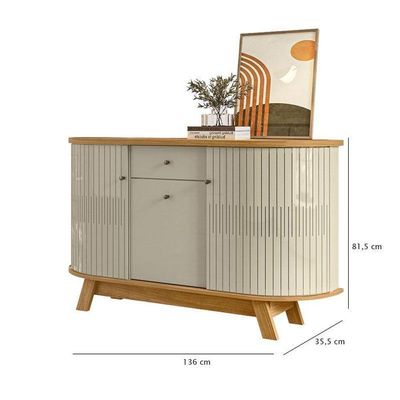 Estante Home Theater Suspenso íris Cumaru Com Aparador Para Sala Buffet Monza Cumaru Opala - Madetec