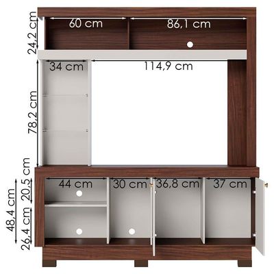Estante Home Tv 50 Pol 2 Portas 161 Cm Valenca Nogueira Real Off White Colibri