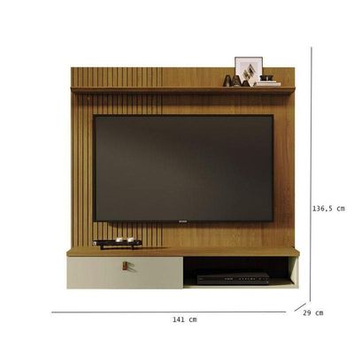 Estante Home Theater Suspenso íris Com Cristaleira Marina Cumaru Opala – Madetec