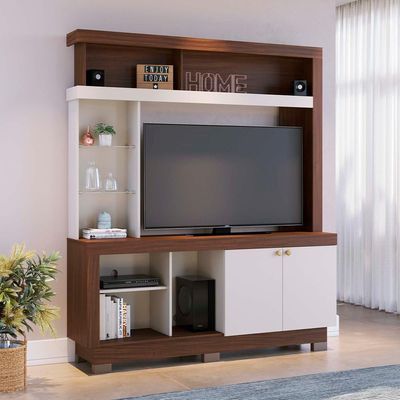 Estante Home Tv 50 Pol 2 Portas 161 Cm Valenca Nogueira Real Off White Colibri