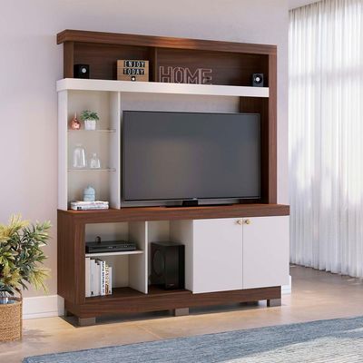 Estante Home Tv 50 Pol 2 Portas 161 Cm Valenca Nogueira Real Off White Colibri