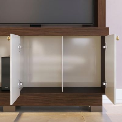 Estante Home Tv 50 Pol 2 Portas 161 Cm Valenca Nogueira Real Off White Colibri