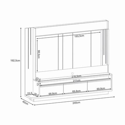 Estante De Tv 75 Pol 240cm Fany Off White-cinamomo H01 - DRossi