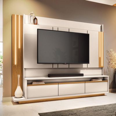 Estante De Tv 75 Pol 240cm Fany Off White-cinamomo H01 - DRossi