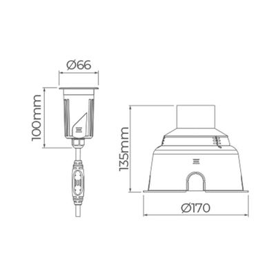 Embutido De Solo Led Stella S.ground 6,5w Com Caixa De Instalação Bivolt Preto 3000k Luz Amarela