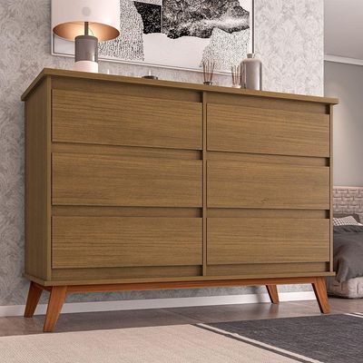 Cômoda Para Quarto Londres Com 6 Gavetas - Amêndoa