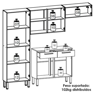 Cozinha Com Balcao Nala 222 Cm Freijo Supremo Cp Ripado Freijo Ktp