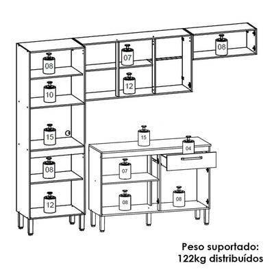 Cozinha Com Balcao Versalhes 251 Cm Freijo Gris Ktp Freijo Gris