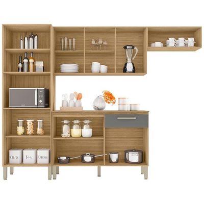 Cozinha Com Balcao Versalhes 251 Cm Freijo Gris Ktp Freijo Gris