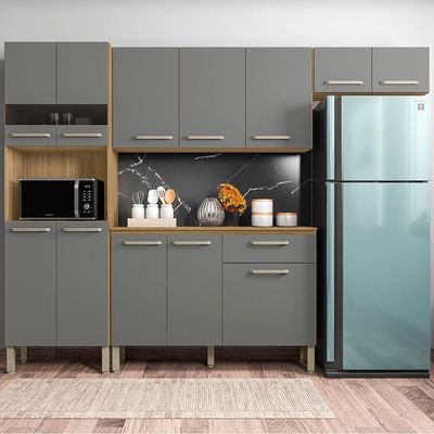 Cozinha Com Balcao Versalhes 251 Cm Freijo Gris Ktp Freijo Gris