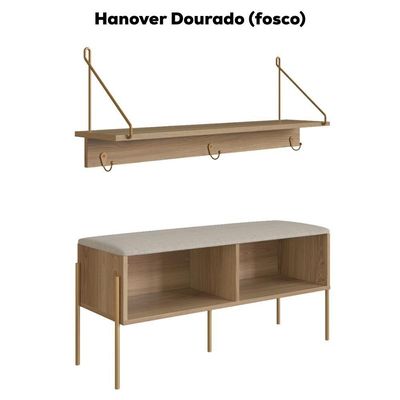 Conjunto Sapateira Banco E Prateleira 28979 Hanover Dourado Artesano