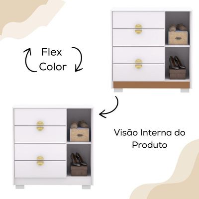 Comoda Com Espelho 4 Gavetas 1p 93 Cm Bel Branco Camarim Vlr Branco Camarim