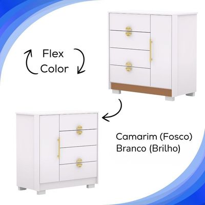Comoda Com Espelho 4 Gavetas 1p 93 Cm Bel Branco Camarim Vlr Branco Camarim