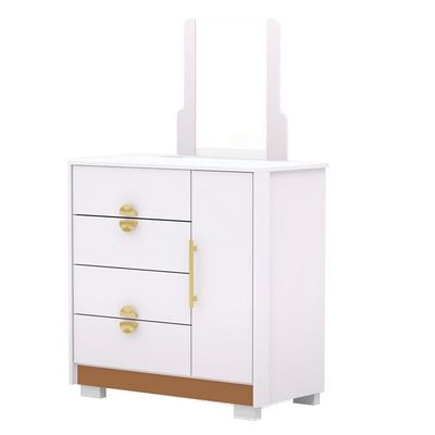 Comoda Com Espelho 4 Gavetas 1p 93 Cm Bel Branco Camarim Vlr Branco Camarim