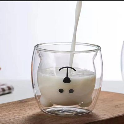 Caneca Urso Dupla Camada De Vidro Resistente Ao Calor – 250ml