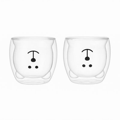 Caneca Urso Dupla Camada De Vidro Resistente Ao Calor – 250ml