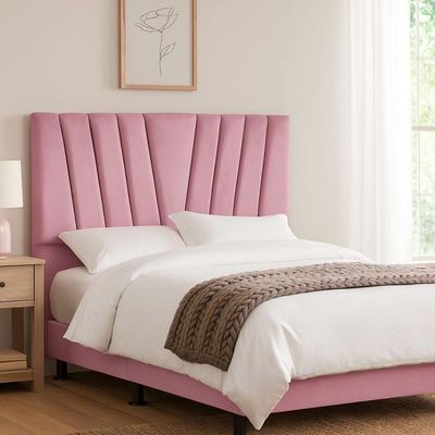 Cabeceira Cama Box Queen 160 Cm Safira Em Suede Com Frame Cor:rosa