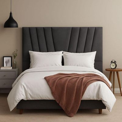 Cabeceira Cama Box King 195 Cm Lizza Em Linho Com Frame Cor:cinza Escuro