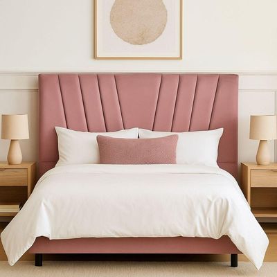 Cabeceira Cama Box King 195 Cm Ludmilla Em Suede Com Frame Cor:rosê