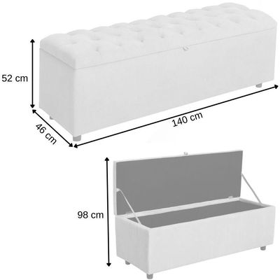 Baú Recamier Rominha Veludo Chumbo 140 Cm