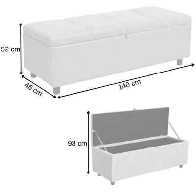 Baú Recamier Espanha Veludo Chumbo 140 Cm