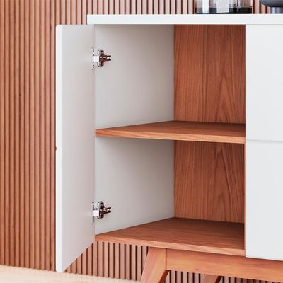 Balcao Buffet Aparador 160 Cm Noronha Off White Matte Freijo Colibri
