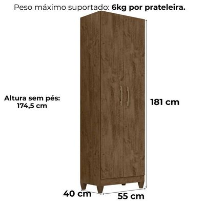 Armario Multiuso New Iris 2 Portas 181x55 Cm Castanho Wood