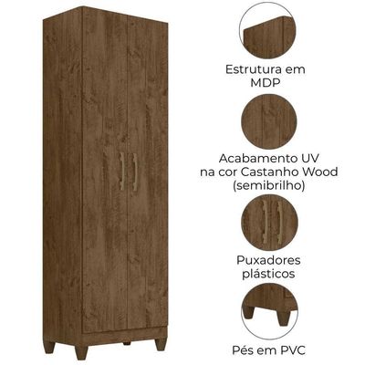 Armario Multiuso New Iris 2 Portas 181x55 Cm Castanho Wood