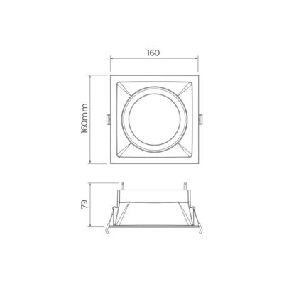 Spot De Embutir Recuado Stella Square Ar111 Gu10 Quadrado Bivolt Branco