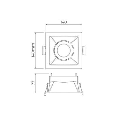 Spot De Embutir Recuado Stella Square Par 30 E27 Quadrado Bivolt Preto