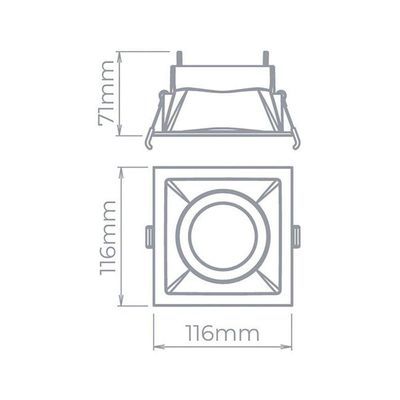 Spot De Embutir Recuado Stella Square Ar70 Gu10 Quadrado Bivolt Preto