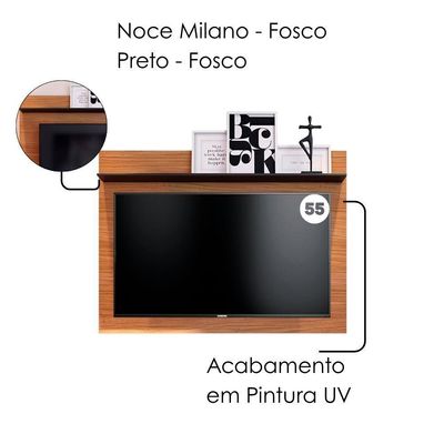 Rack Yara E Painel Maia Tv 55 Pol 136 Cm 5016 Noce Milano Preto Colibri