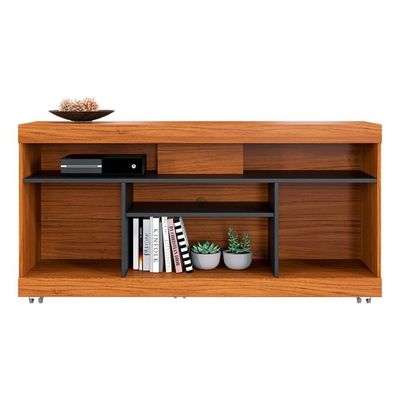 Rack Yara E Painel Maia Tv 55 Pol 136 Cm 5016 Noce Milano Preto Colibri