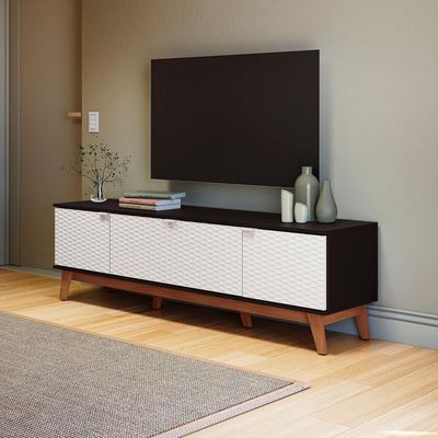 Rack Kappesberg 3 Portas 3d Preto Fosco-branco 180cm