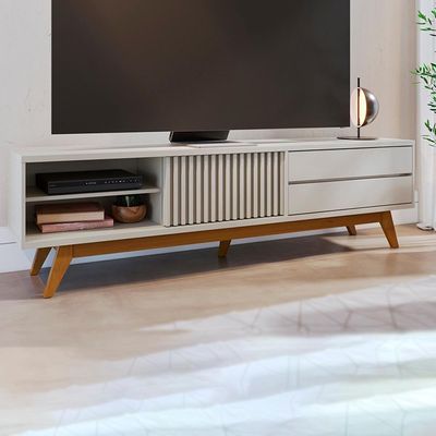 Rack Bancada Tv 75 Pol 200 Cm Veneza Off White Matte Colibri