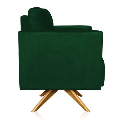 Poltrona Giratória Livia Suede Base De Madeira Ma30 D01 - DRossi Verde