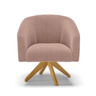 Poltrona Decorativa Giratória Ma30 Stella Bouclê Rosê D03 - DRossi