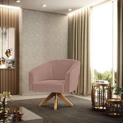 Poltrona Decorativa Giratória Ma30 Stella Bouclê Rosê D03 - DRossi