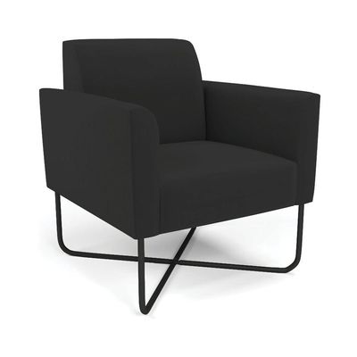 Poltrona Base X Industrial Preto Marisa Veludo Preto