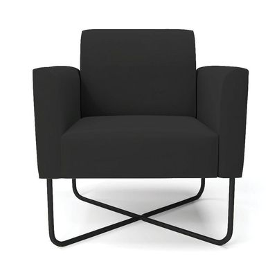 Poltrona Base X Industrial Preto Marisa Veludo Preto