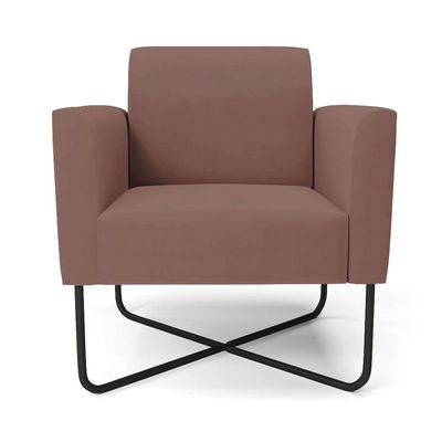 Poltrona Base X Industrial Preto Marisa Veludo Rose