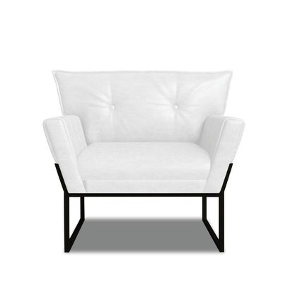 Poltrona Sala Industrial Preto Kit 2 Anitta Sintético Pu Branco D03 - DRossi