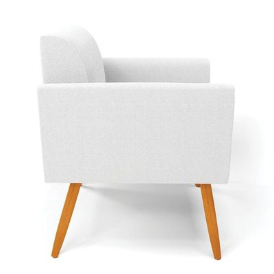 Poltrona Sala Estar Pé Palito Castanho Marisa Bouclê Off White D03 - DRossi