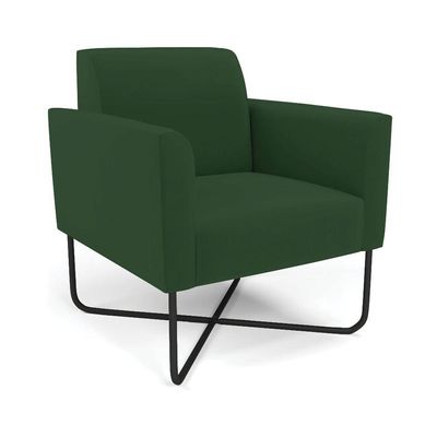 Poltrona Base X Industrial Preto Marisa Veludo Verde