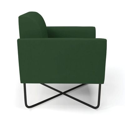 Poltrona Base X Industrial Preto Marisa Veludo Verde