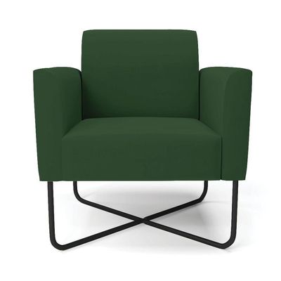 Poltrona Base X Industrial Preto Marisa Veludo Verde