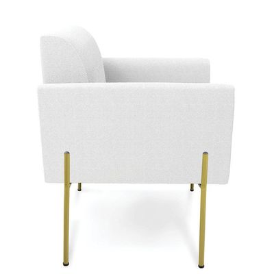Poltrona Sala Estar Pé Ferro Dourado Kit 2 Marisa Bouclê Off White D03 - DRossi