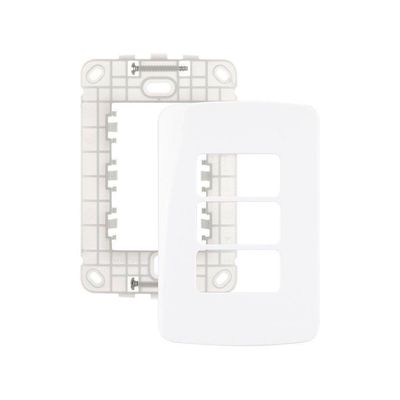 Placa Com Suporte Margirius B3 4x2 Para 3 Módulos Horizontais Branca Branco